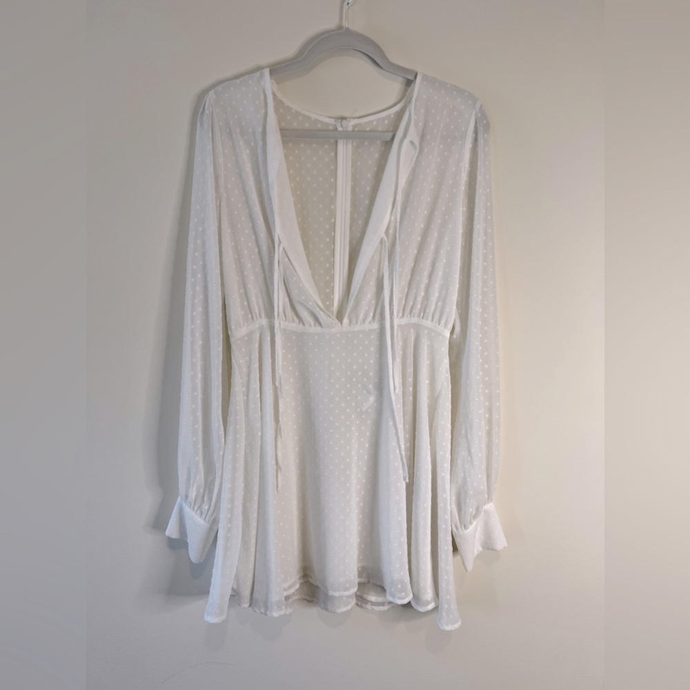 See through mini white beach dress